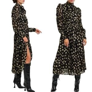 Ciebon‎ Women's Adelle Metallic Star Print Long Sleeve Midi Dress Size Medium